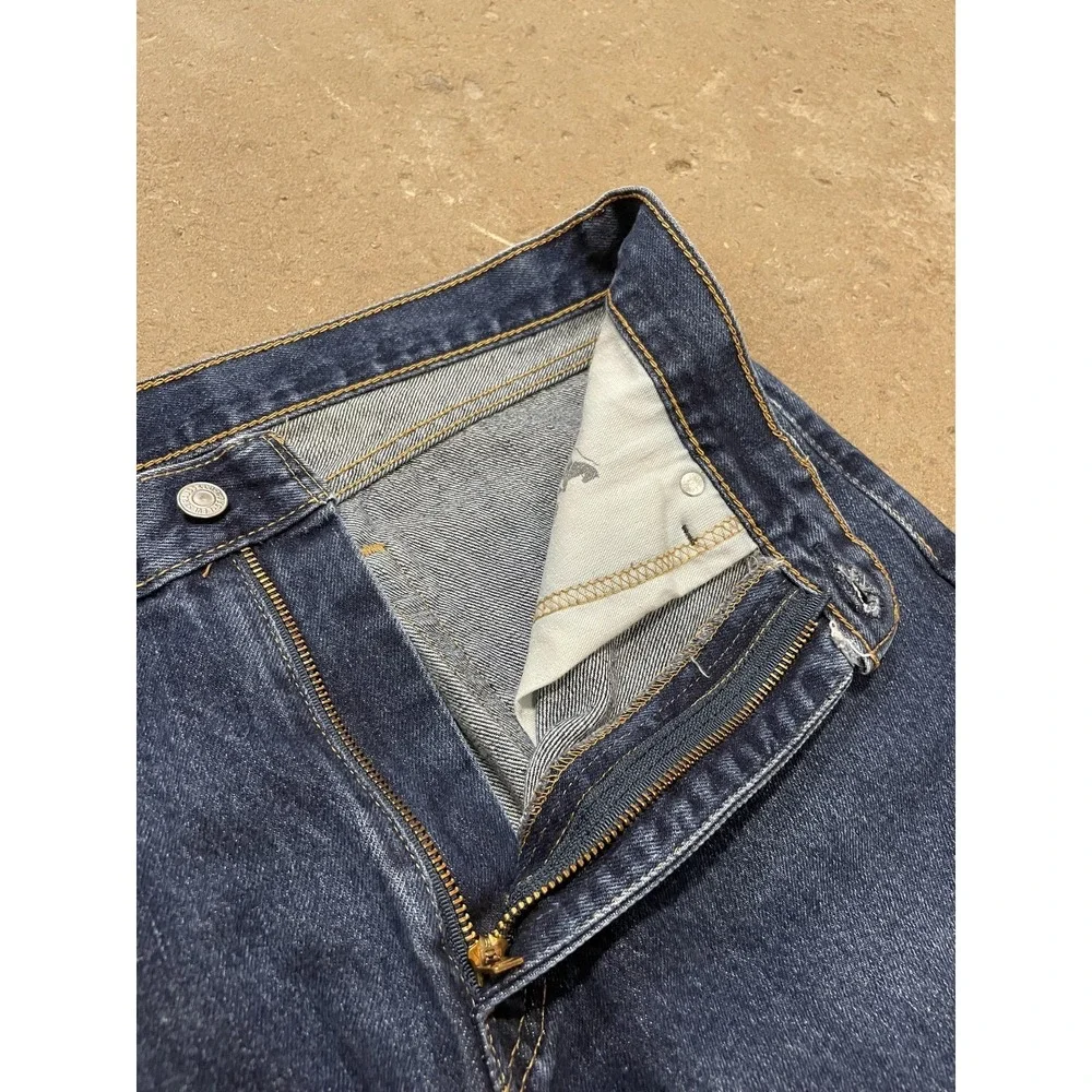 Levis 505 Jeans Mens 36x30 Dark Wash Blue Denim Regular Straight Leg‎ Zip Fly
